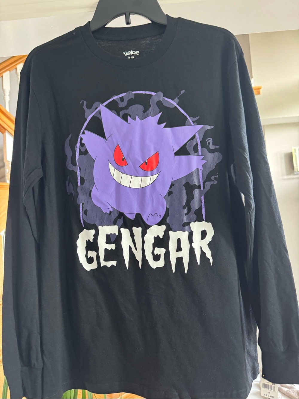 Gengar Graphic Long Sleeve Tee - Black & Purple